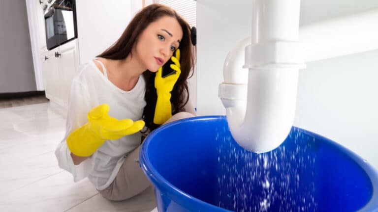 leaking pipe that has burst and is causing damage