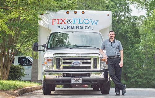 Fix & Flow Service Van, and Owner Stephen Thompson