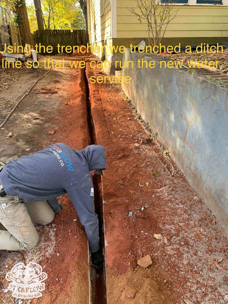 Using Trencher For Water Service Line