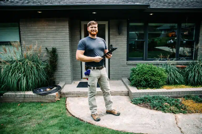 Atlanta Plumbing Inspection Team Member Arriving At A Customer's House - Plumbing Inspections