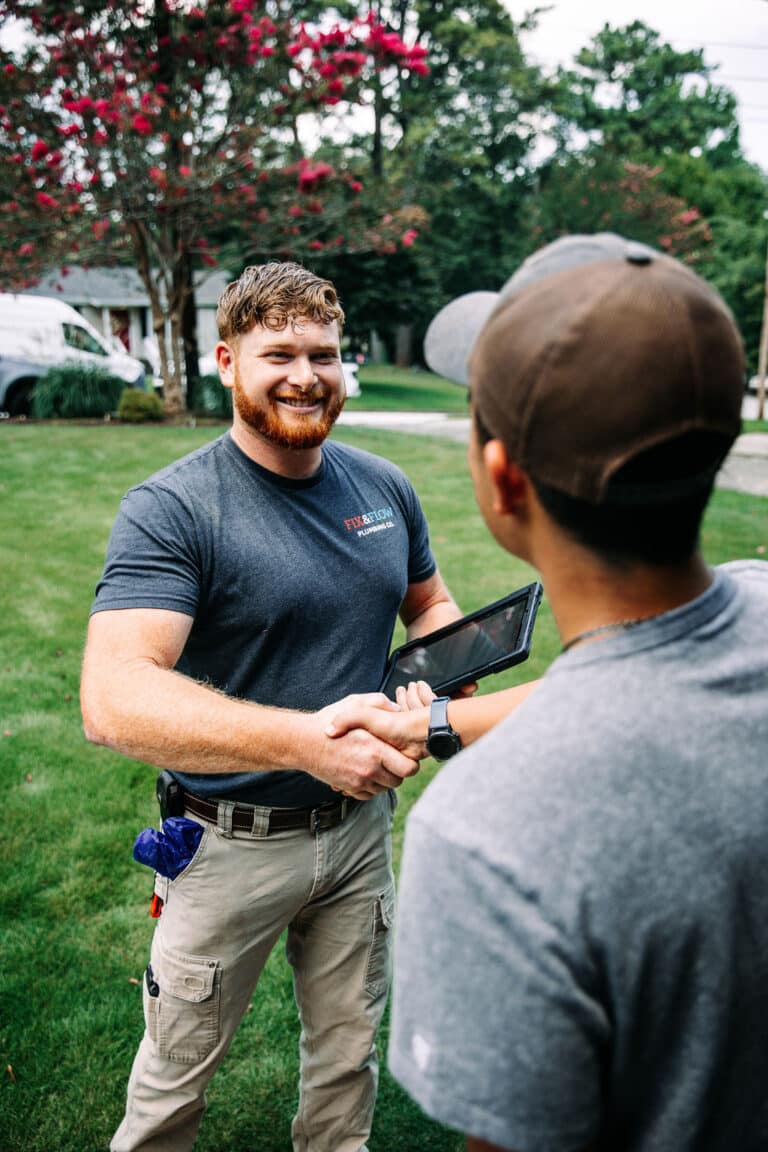 Atlanta plumber arriving at a clients house for s plumbing inspection and diagnosis