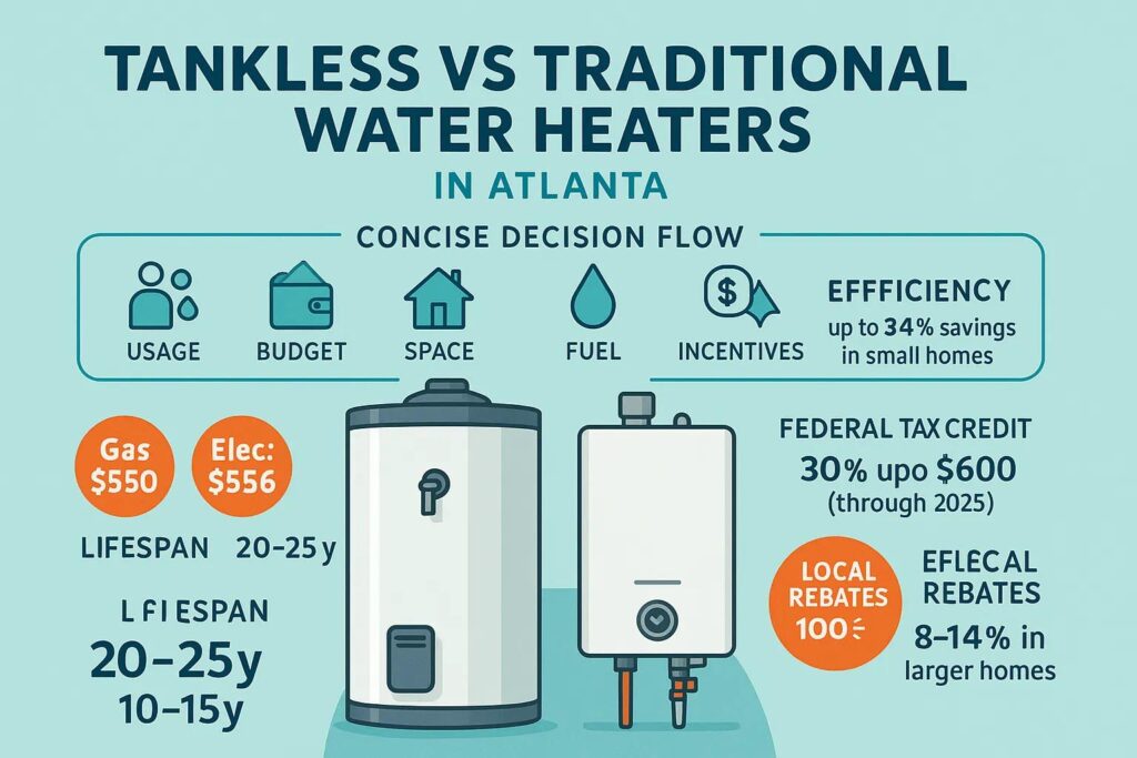 Illustration comparing water heater options