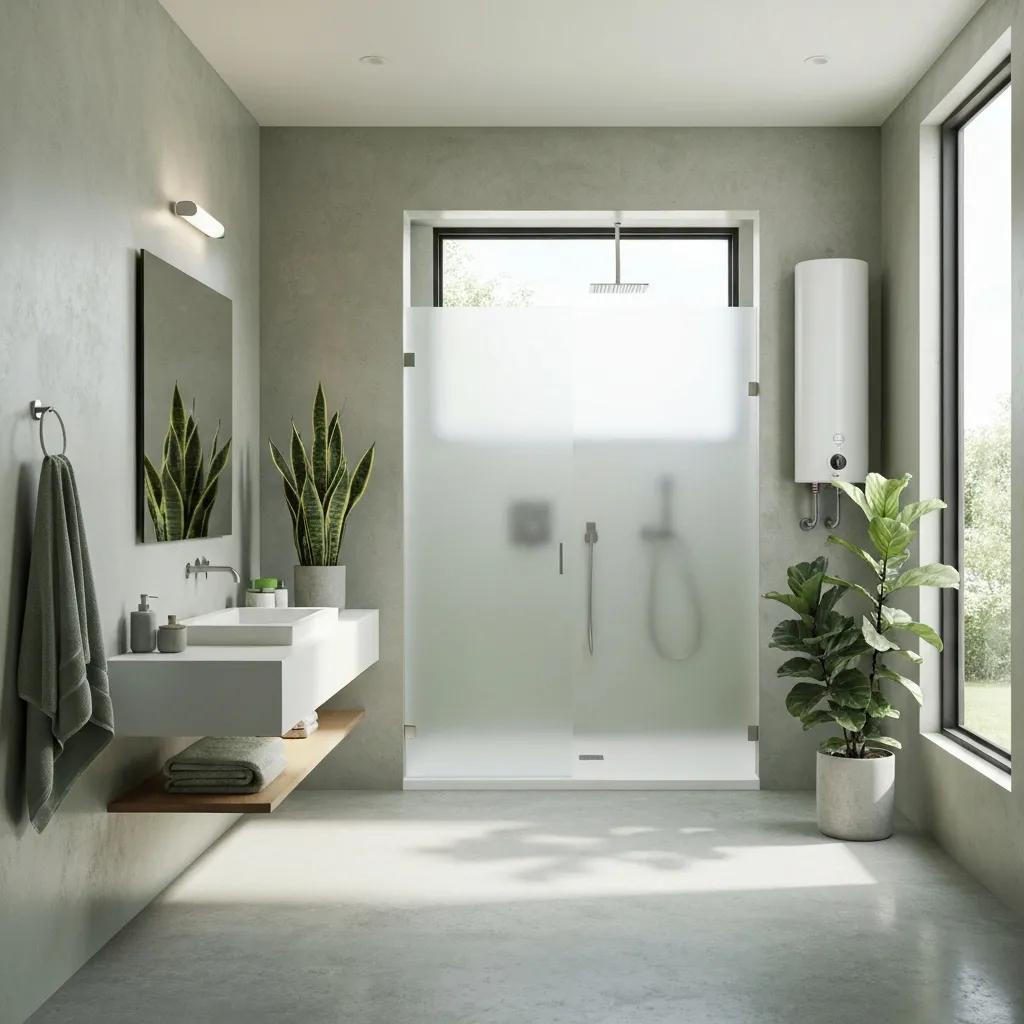 Modern eco-friendly bathroom with sustainable fixtures and natural materials